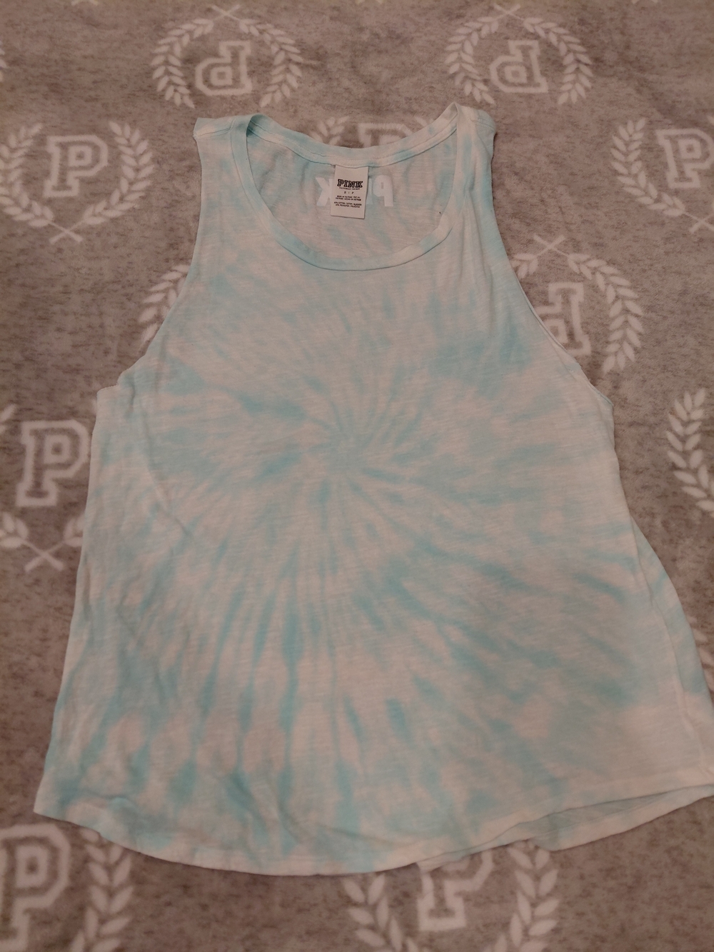 PINK Victoria's Secret Light Blue Tie-Dye Women's Tank Top
